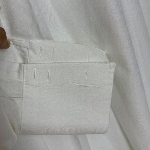 David Donahue Mens White Paisley Dress Shirt 100% Cotton Size 17 - Picture 3 of 10